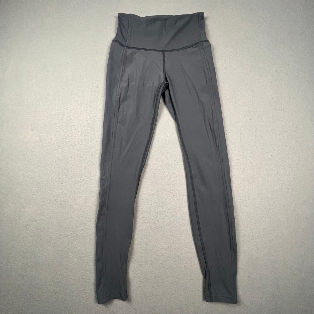 Lululemon Tight Leggings Womens 6 Gray Ribbed Side Panel Athletic Yoga‎ Workout